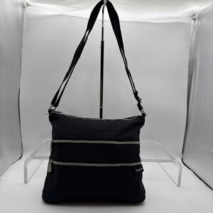 Baggallini Comrade Purse Black 3 Zip Adjustable Crossbody Bag Travel